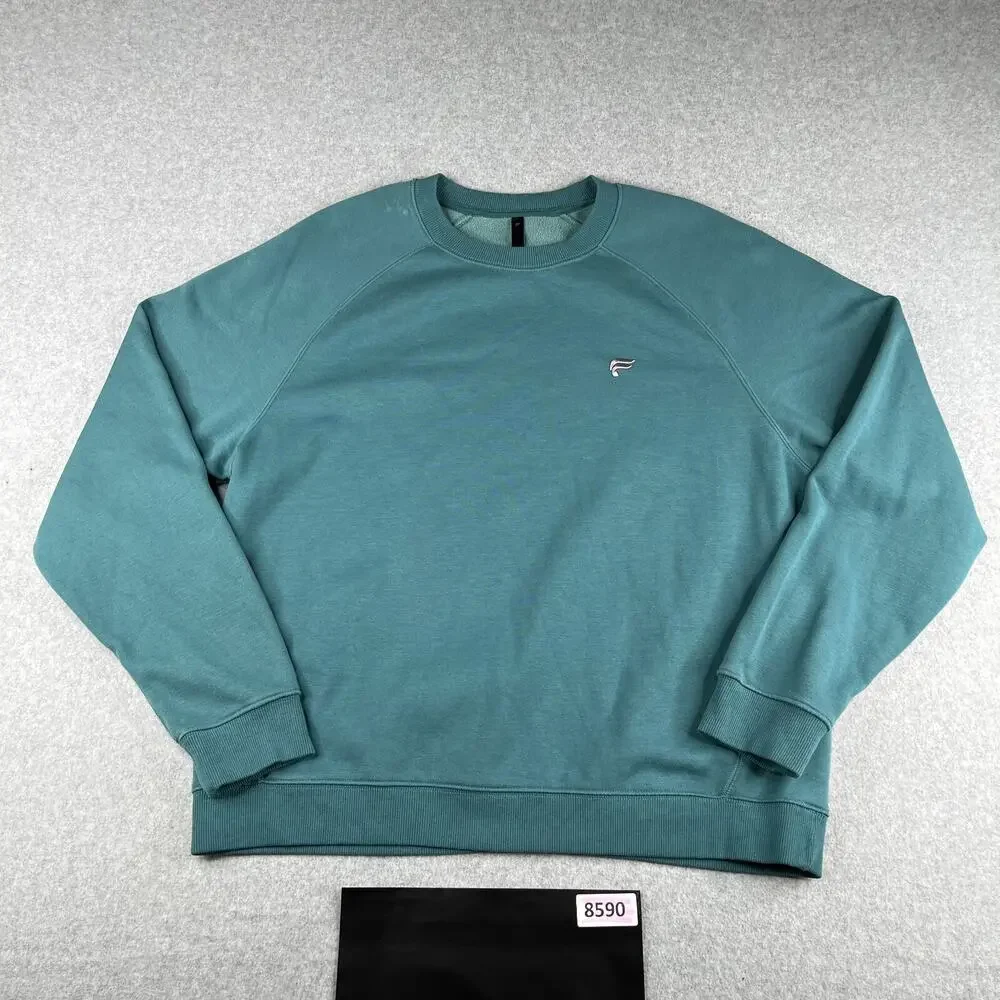 Fabletics Sweater XL Green Crew Neck Long Sleeve Casual Pullover Logo Men